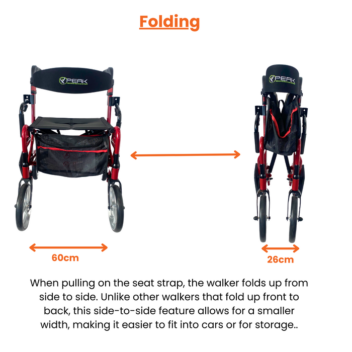 2-in-1 Convertible Walker & Wheelchair
