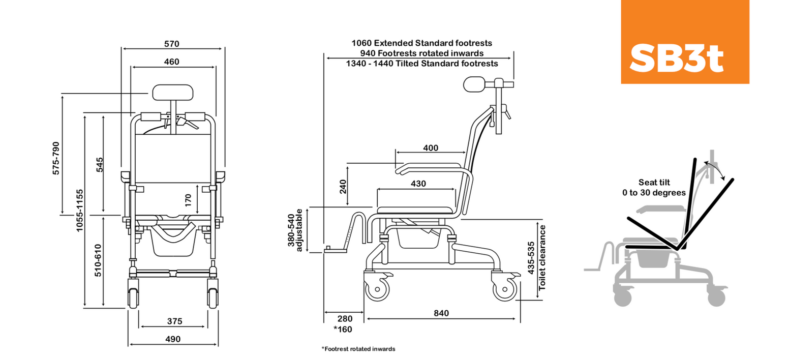 SB3T Roll-in Buddy Tilt Shower Commode