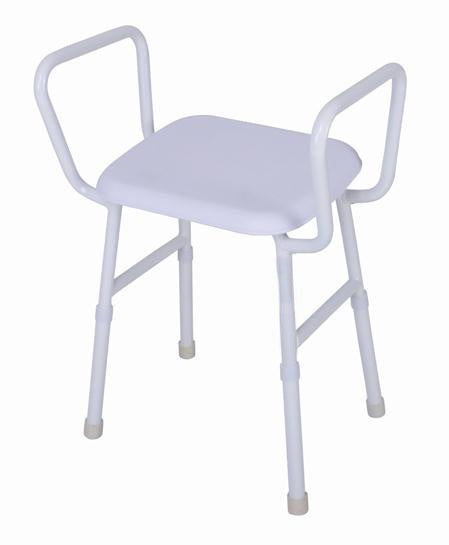 A white showerstool with arms